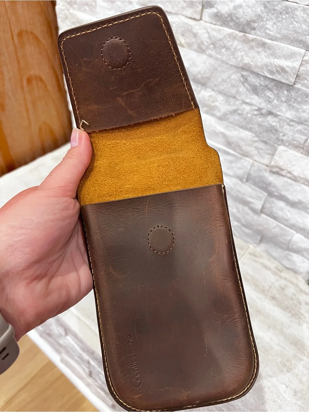 Leather Phone Pouch Case - Brown